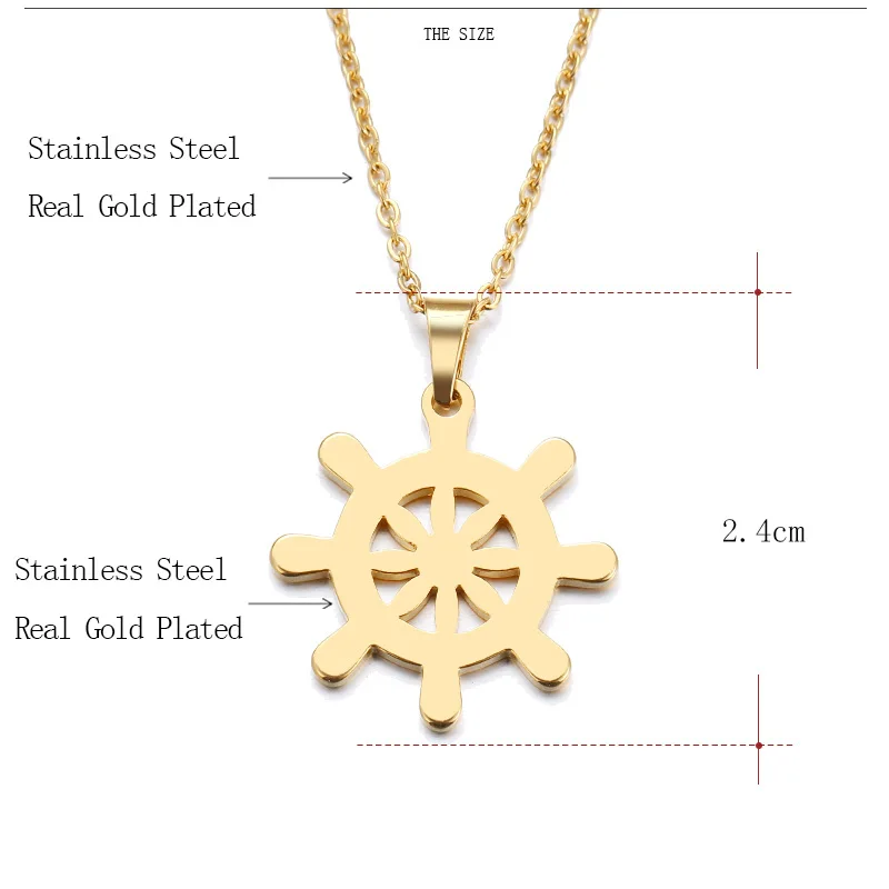 CACANA Stainless Steel Necklace For Women Man Lover's Ruder Gold And Silver Color Pendant Necklace Engagement Jewelry