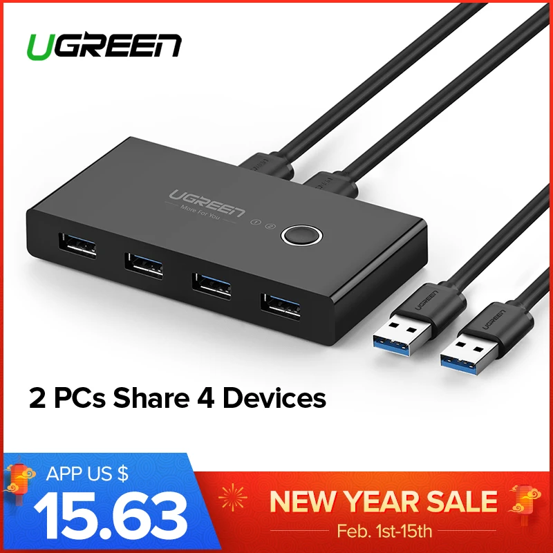 Ugreen KVM Switch USB 3.0 2.0 Switcher 2 Port PCs Sharing