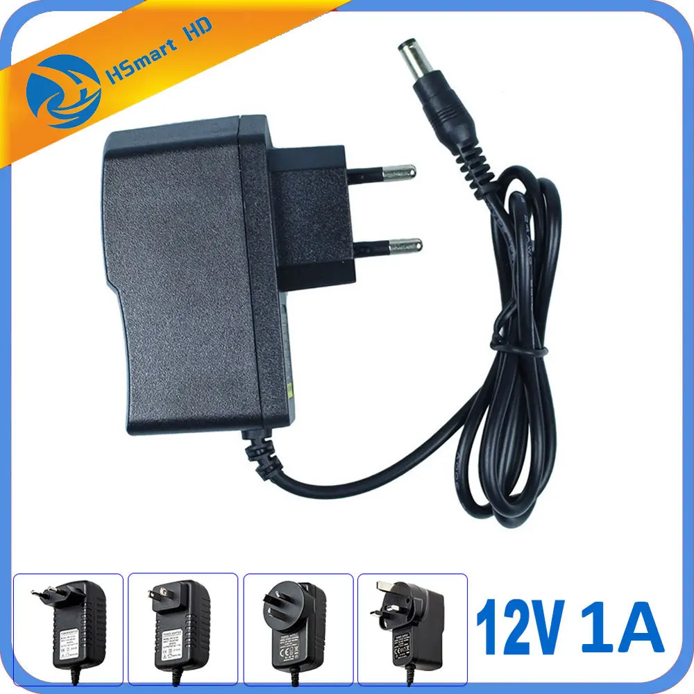 

AC100V-240V 50/60HZ DC 12V 1A EU/US/UK/AU Plug AC/DC Power Adapter Wall Charger for IR LED/ CCTV Camera system (2.1mm * 5.5mm)