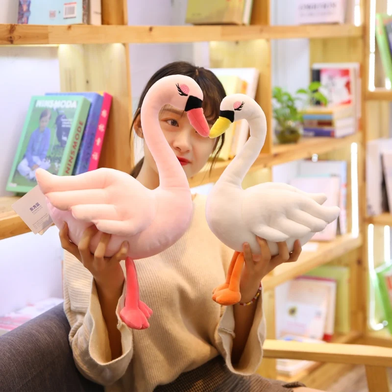 

1pc 38cm 48cm cartoon super sweet swan couple lover pacify plush doll stuffed toy children wedding celebration gift
