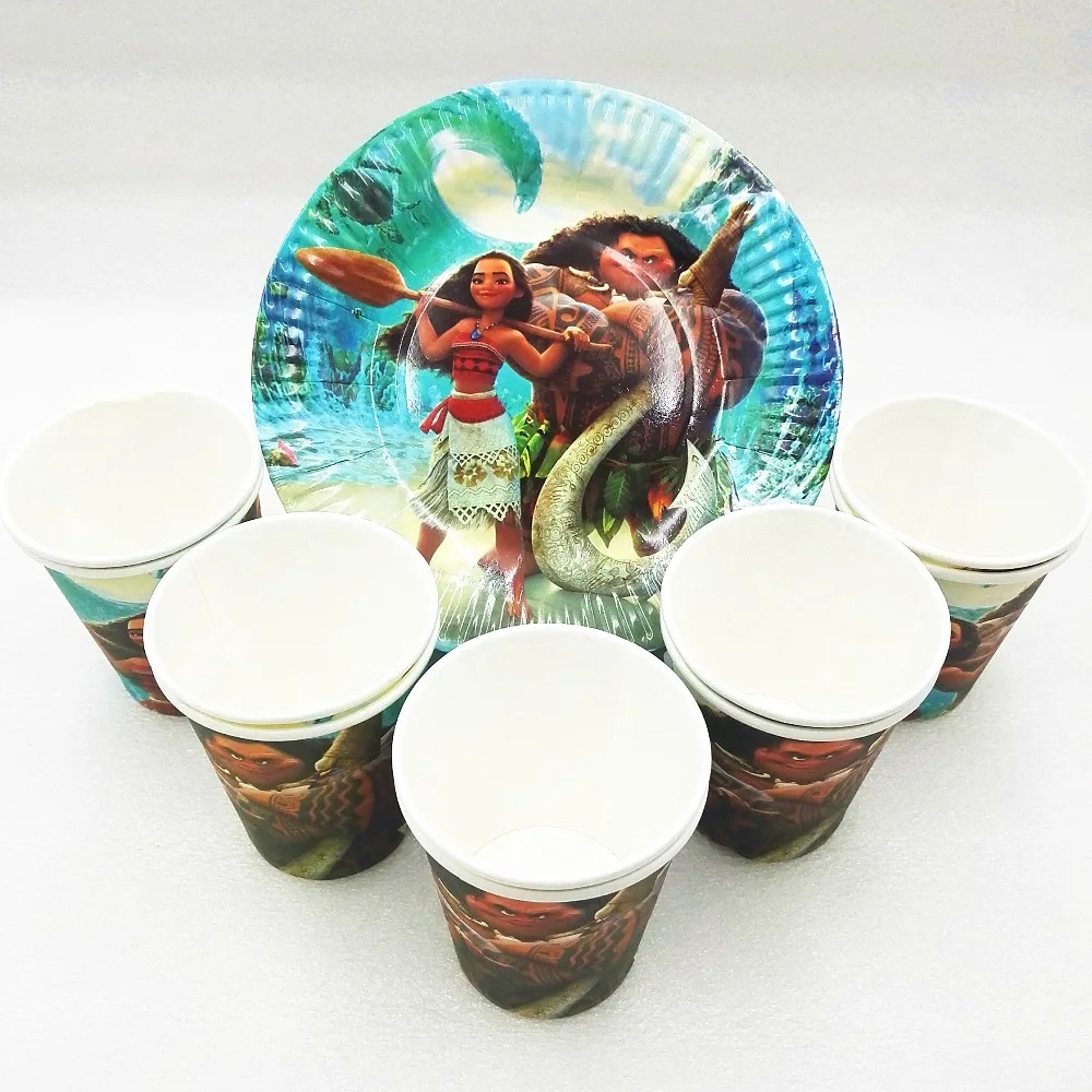 

20P/set Moana Birthday Party Supplies Cake Dish Plates Cups Tableware Baby Shower Festival Party Decoration Favors