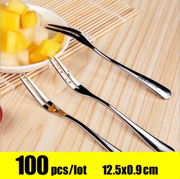 100 Pcs/lot Environmentally friendly stainless steel Fruit Fork