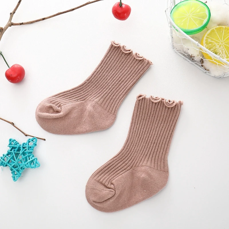 6 Unisex 0-7 Years Kids Socks Cute Solid Color Boys Girls Cotton Socks Children Non Slip Pure Cotton Breathable Socks Multi Color