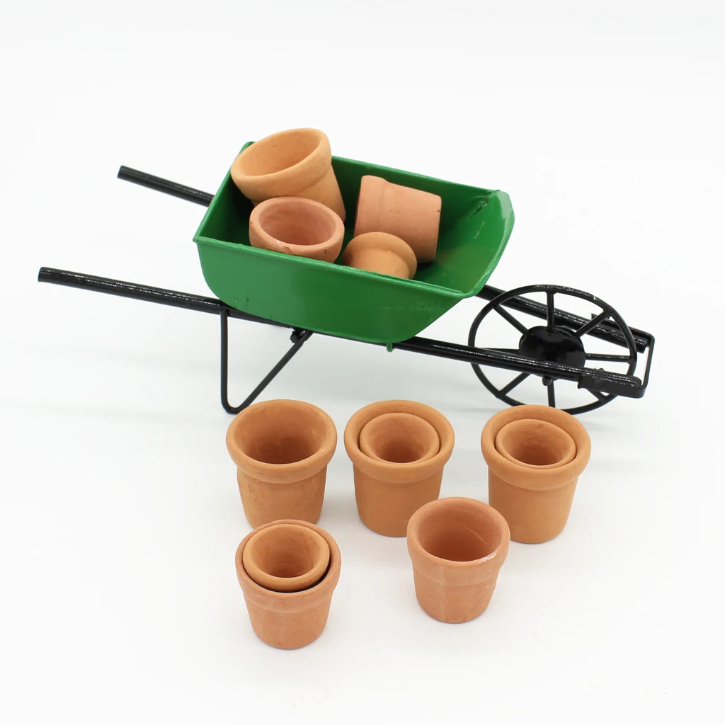 1:12 Scale 12 pcs Dollhouse Miniatures Ceramic Porcelain Flowerpots for Fairy Garden Plants Accessories 