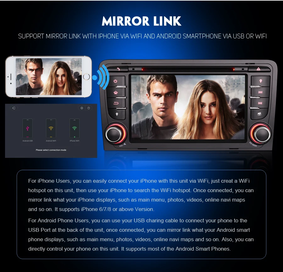 Best Autoradio Android 9.0 Car Stereo DVD 2din DAB+ GPS Sat Nav 4G WIFI DVR OBD Bluetooth for AUDI A3 S3 RS3 RNSE-PU 8