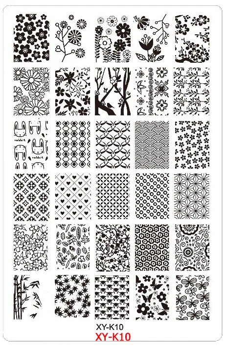 Kimcci 30 шт.* XY-K пластины для штамповки ногтей кружевные цветочные животные пластиковые шаблоны для дизайна ногтей Маникюрные трафареты инструменты для салонов красоты
