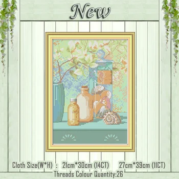 

Conch and bottle flowers diy painting counted print on canvas DMC 14CT 11CT chinese Cross Stitch Needlework Sets Embroidery kits
