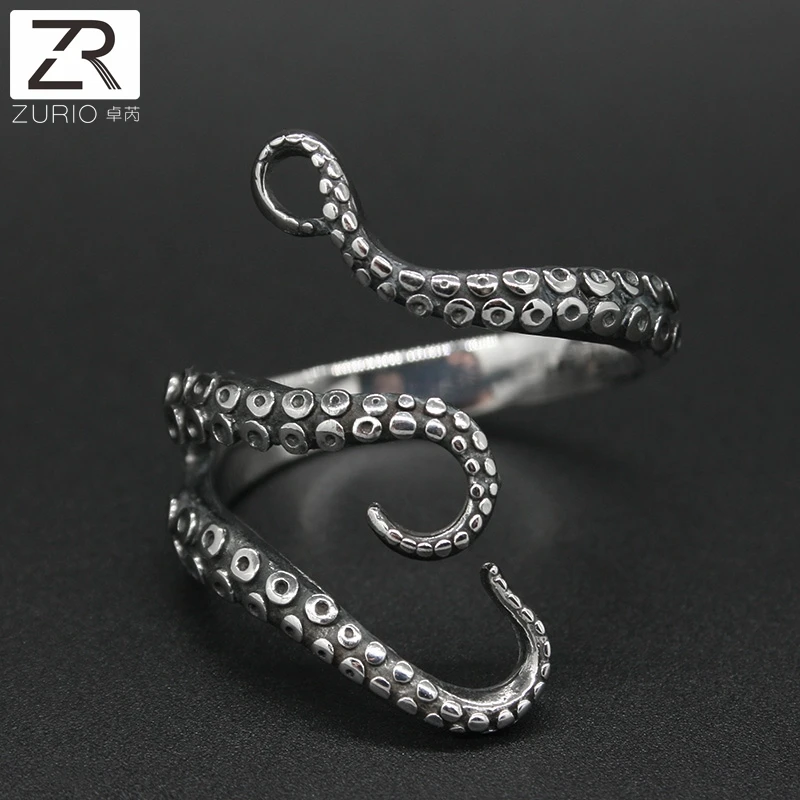 Zurio Octopus Tentacles Ring High-quality Titanium Steel Stainless Resizable Adjustable Hot | Украшения и аксессуары