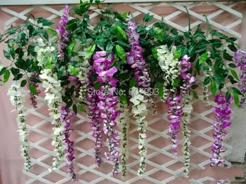 

Artificial silk wisteria ivy with 3 heads,faux flowers vine, home decoration garland guirlande rattan, 30PCS