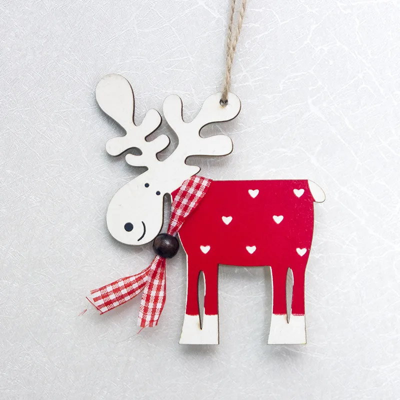 

Navidad Cartoon Deer Wooden Pendants Ornament Colorful Christmas Tree Decorations Wood Crafts Noel Party Decorations for Home