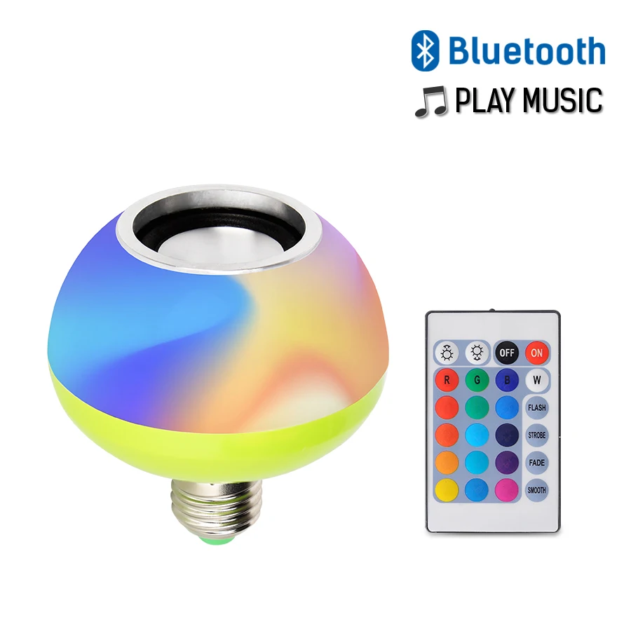 

Remote Control Color Changing Light Bulb RGB+White Bluetooth Sound Bulb LED Bluetooth Music Light Bulbs 10W 110V-265V Wireless