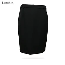 Lenshin Женская юбка-карандаш длиной до колена с поясом и петлей для работы и офиса