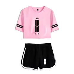 Aikooki модные женские туфли Kpop комплекты 2018 новый корейский любить себя BTS комплекты летние шорты футболка Для женщин комплект из двух