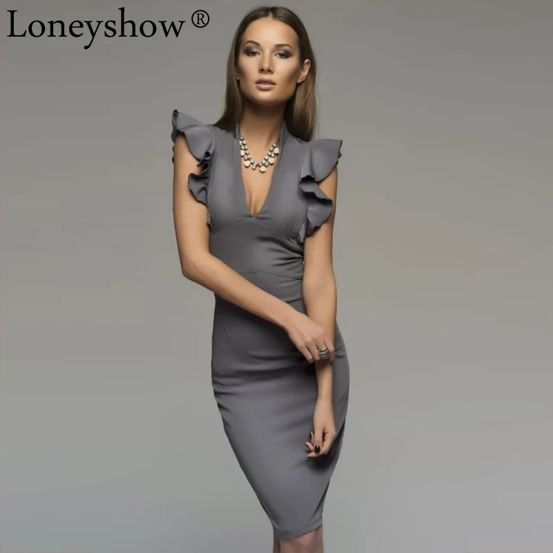 Loneyshow 2018 весна лето популярное элегантное облегающее платье без рукавов с
