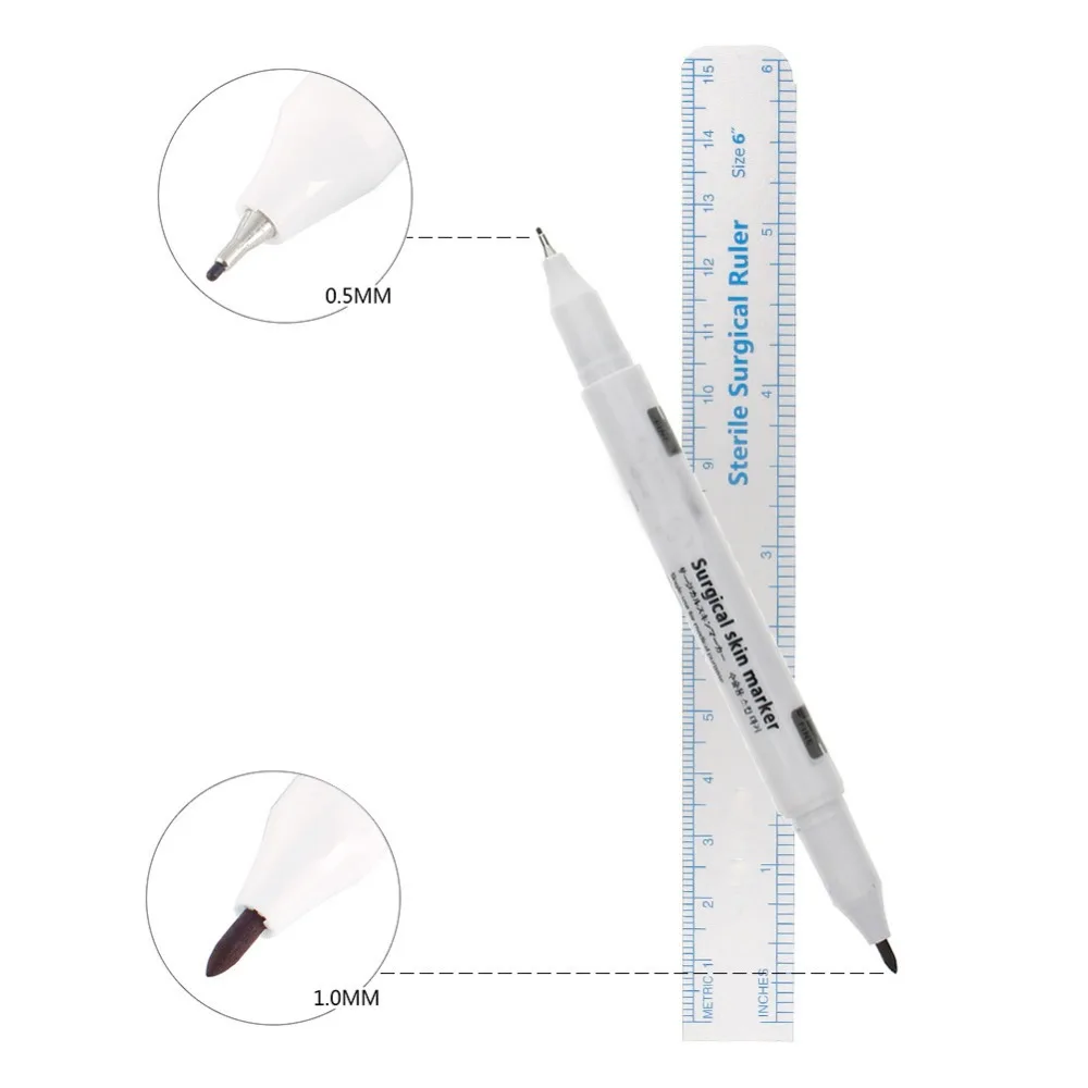 

Surgical Skin Marker Eyebrow Marker Pen Tattoo Skin Marker Pen With Measuring Ruler Microblading Positioning Tool