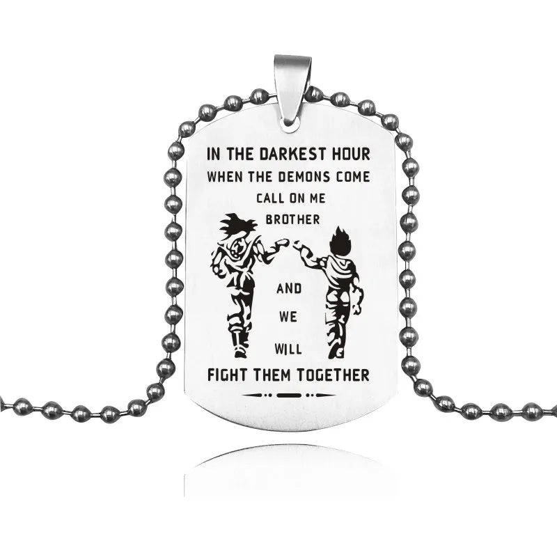 

Fashion Dragon Ball Stainless Steel Pendant Necklace Men Engrave Fight Them Together Black Metal Chain Necklaces Gifts For BFF