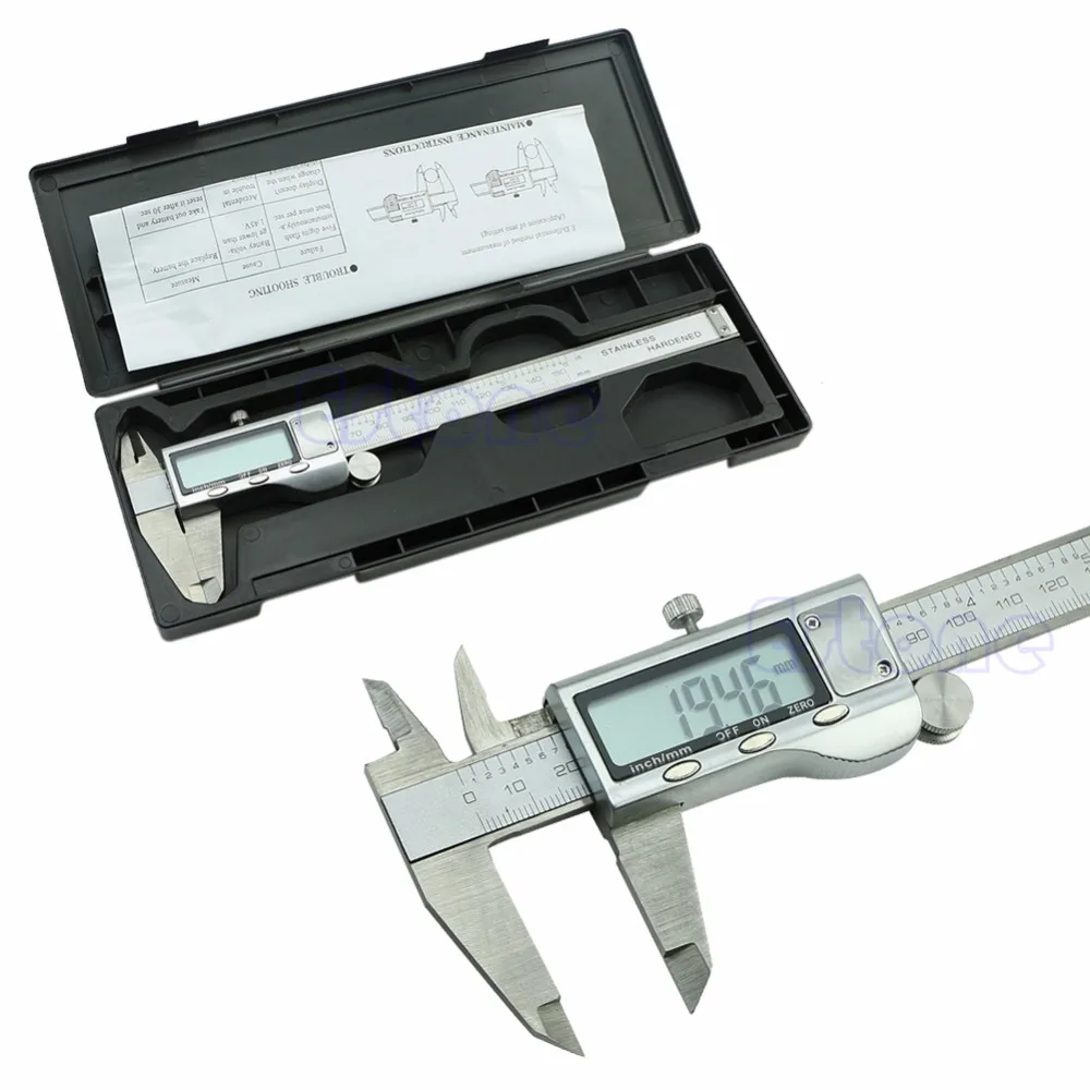 Stainless Steel Electronic Digital Vernier font b Caliper b font Micrometer Guage LCD 6 150mm