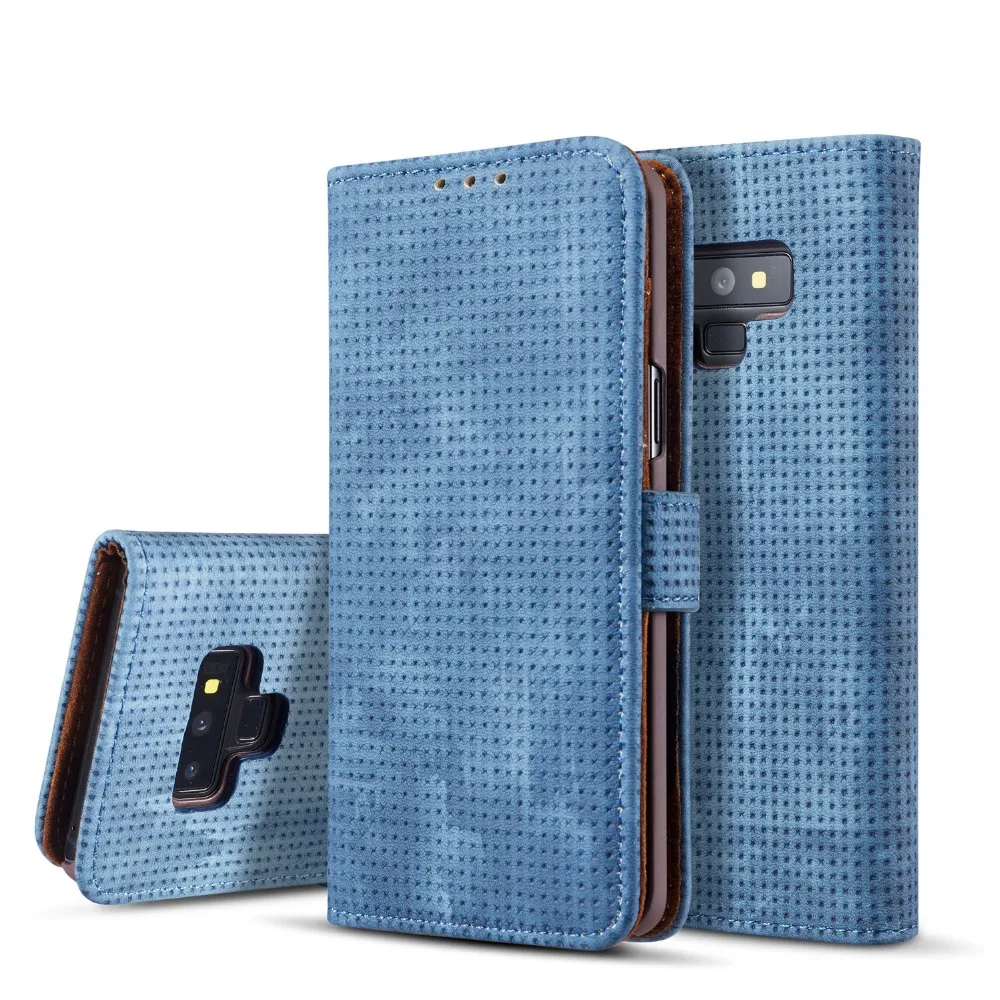 

Luxury Retro Mesh Ventilation Leather Wallet Book Style Flip Case Cover for Samsung A750 A6 A8 2018 A7 2018 w/ Card Slots