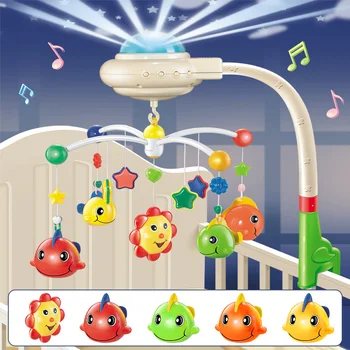 

Baby Crib Rattles Toys Bed Bell Musical Crib Mobile for Baby Toys 0-12 Months Infant Hanging Rattles Starry Projection Toys