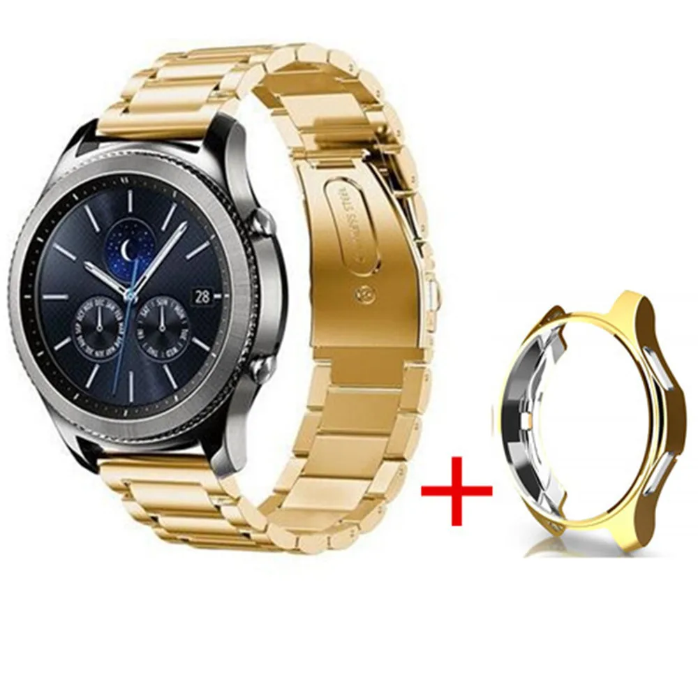46 мм чехол + ремешки из нержавеющей стали для Samsung Gear S3 Classic/Frontier Link браслет 22