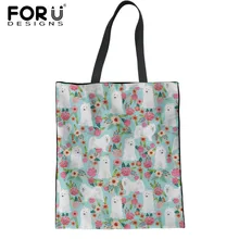 FORUDESIGNS/милая собака самоед принты женские сумки для покупок модные повседневные роскошные женские брендовые сумки большой емкости Льняная сумка