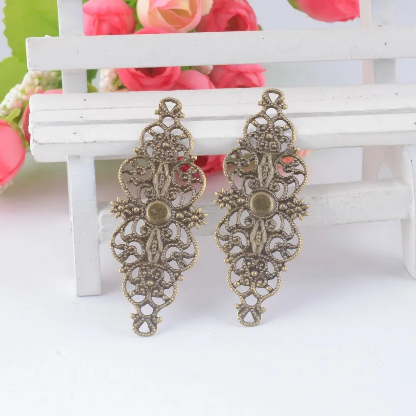 

Free shipping Retail 10 Bronze Tone Filigree Flower Wraps Connectors Metal Crafts Gift Decoration DIY Findings 6.1x2.4cm F0377