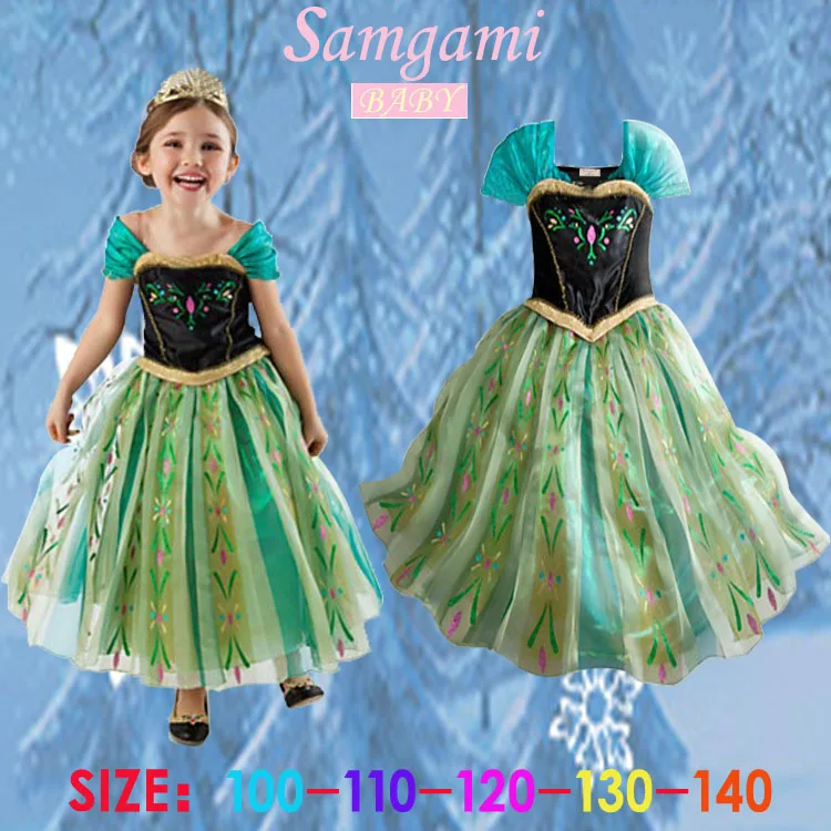 Samgami детские дети платье Девушка Платье Принцессы Эльза Анна Летнее платье без рукавов платье принцессы Костюм Анна костюм ребенок