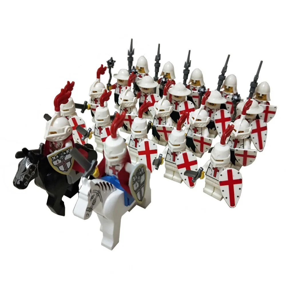 

24pcs Dragoon Castle Royal King's Knight Crusaders Knights Battle Steed Rome Cavalry Warrior Building Block Mini Figure