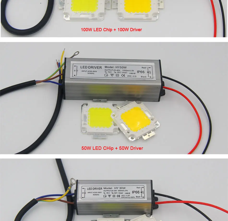 Epistar светодиодный s Полный ватт 10 Вт 20 Вт 30 Вт 50 Вт 100 Вт COB светодиодный светильник чип для проекта прожектор светильник s AC светодиодный светильник с Драйвером