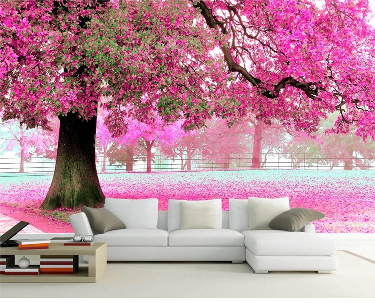 Настраиваемое настенное росписи ткани де Parede романтический цветок вишни дерево 3D большие фрески Гостиная Спальня Home Decor обои для стен