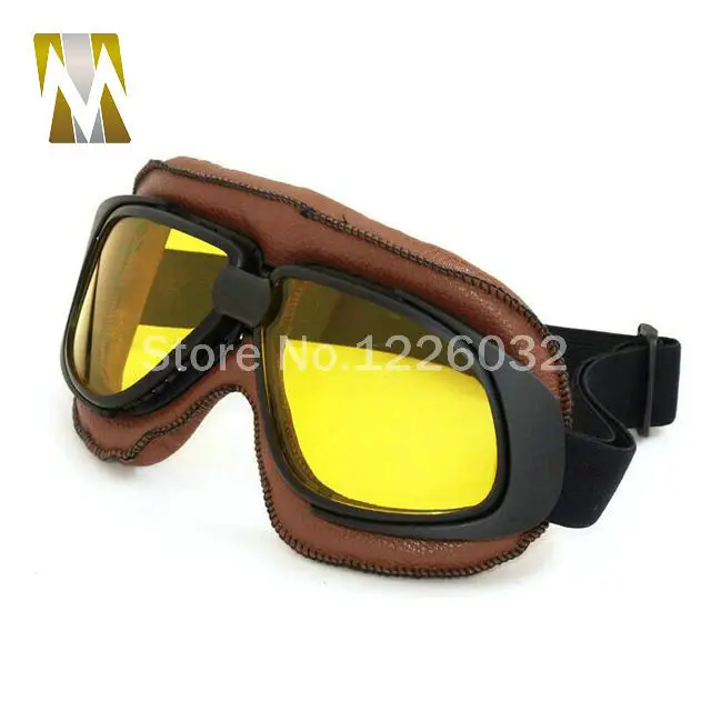 Brown Leather Scooter Goggles Motorcycle motorcycle glasses Riding
