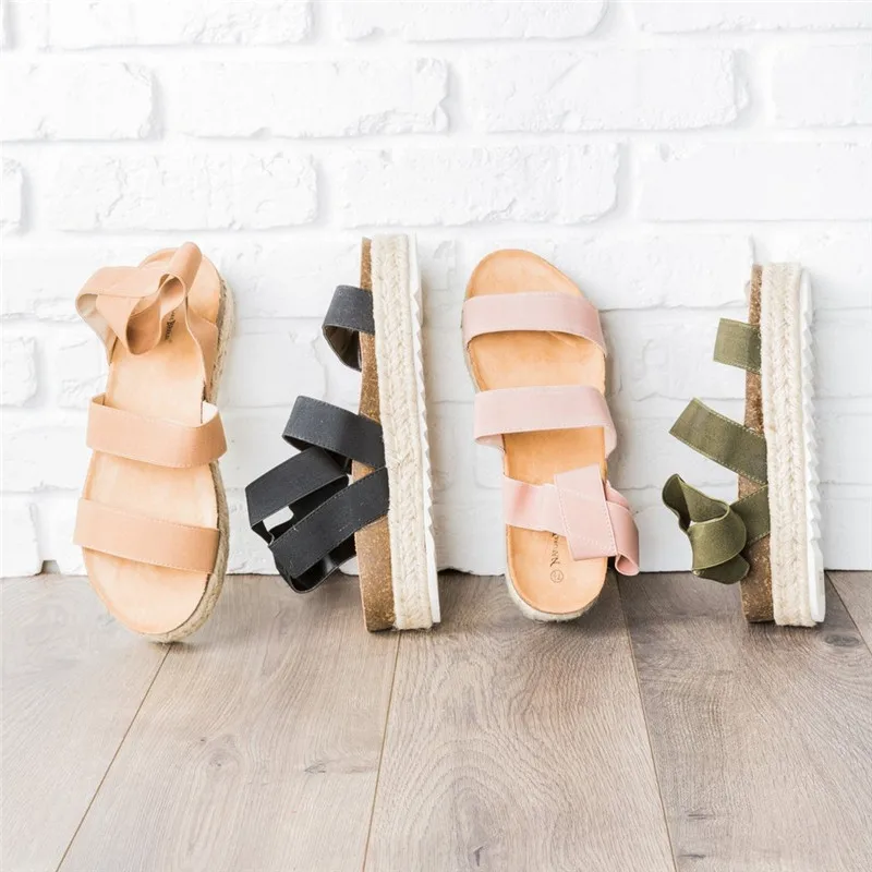 

Sandals Women Flat Shoes Summer New 2019 Casual Platform Sandals Gladiator Outside Beach Fashion Gladiator chaussure femme D25