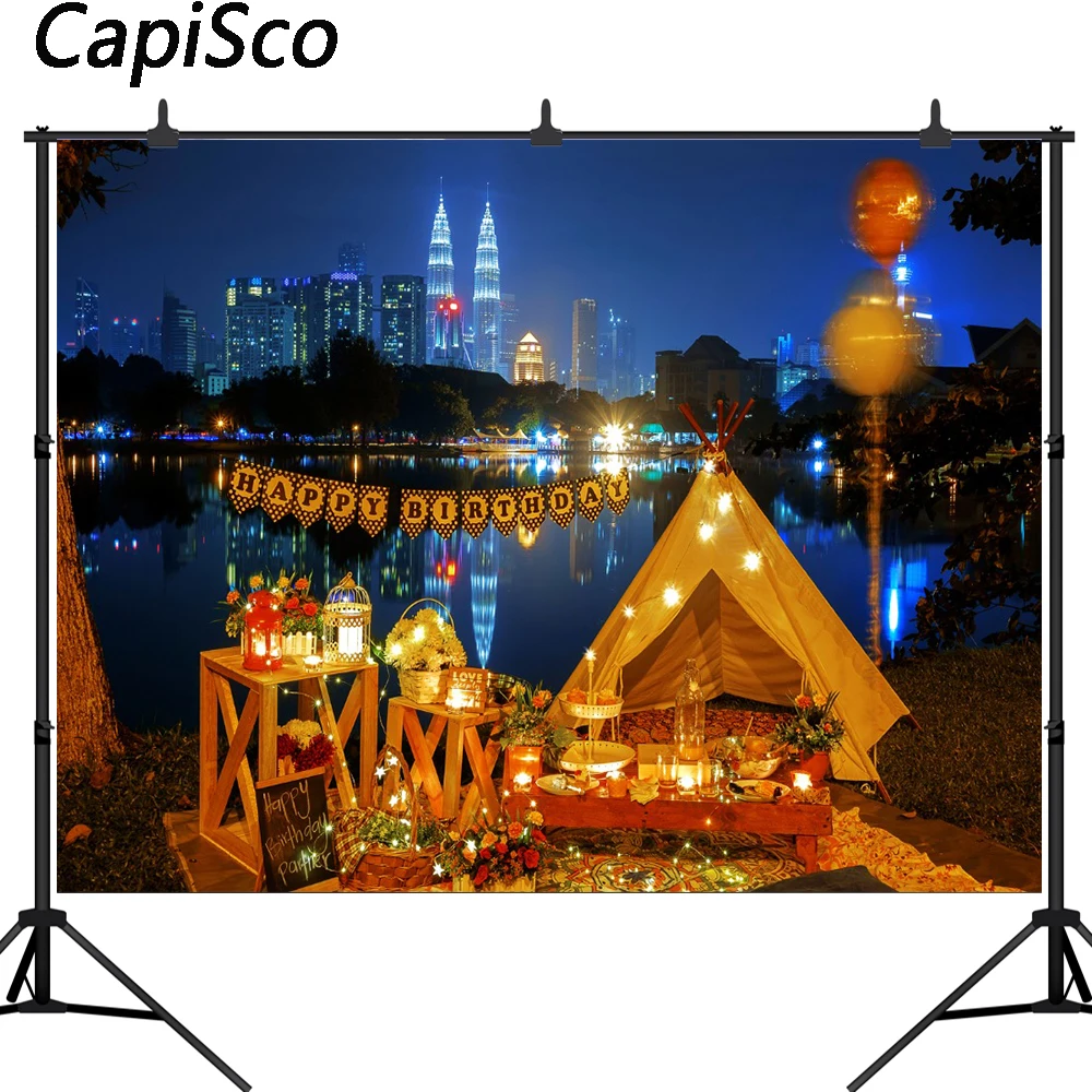 Capisco фон для фотосъемки фантастический город ночь С Днем Рождения Вечеринка