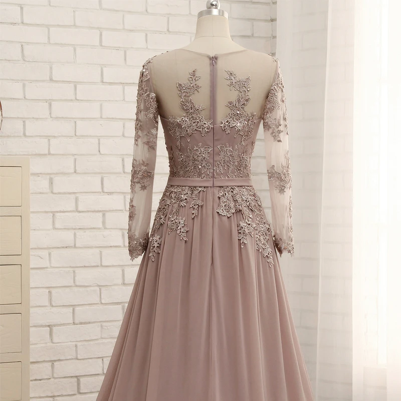 Вечерние шифоновые платья трапеции с длинным рукавом|robe de soiree|beaded evening dressesevening dress