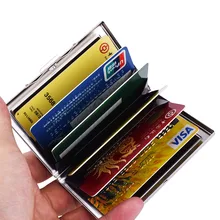 Из нержавеющей стали, металлический мужской минималистичный держатель для кредитных карт, защитная коробка, чехол для женщин, кошелек, чехол для карт с 6 слотами для карт