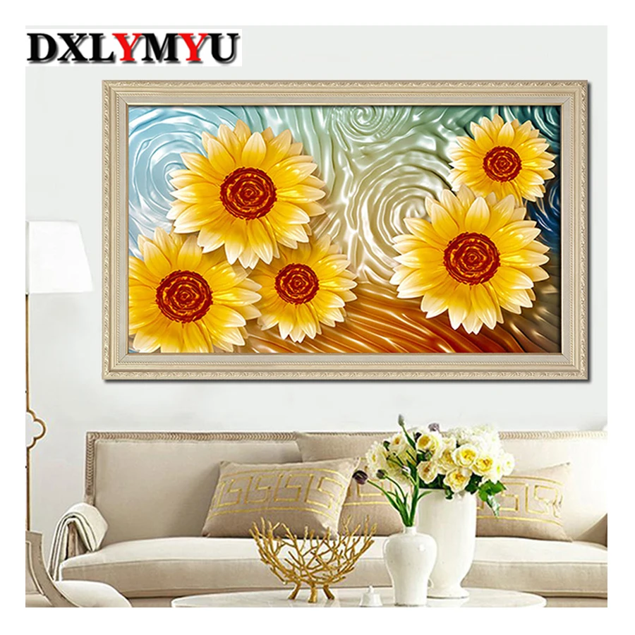 

5d diy diamond painting sun flower picture round rhinestone diamond mosaic full 3d diamond embroidery cross stitch kits