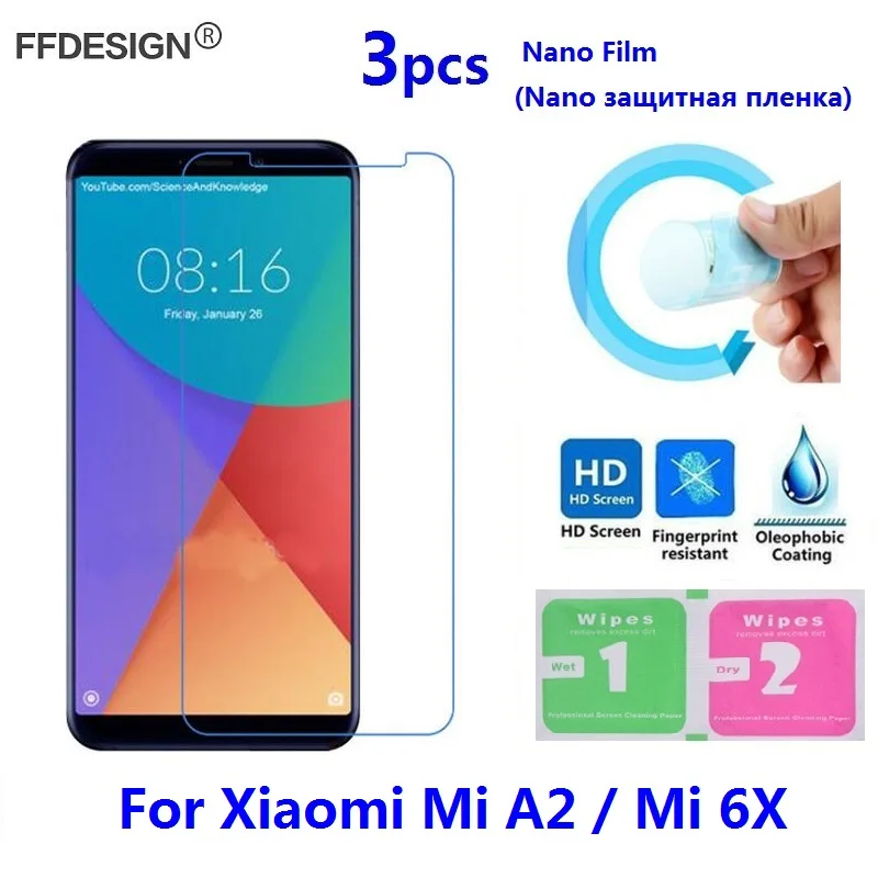3x нано защитная пленка для Xiaomi Mi A2 6X Mi6X MiA2 (не стекло) Защитная ЖК-экрана |