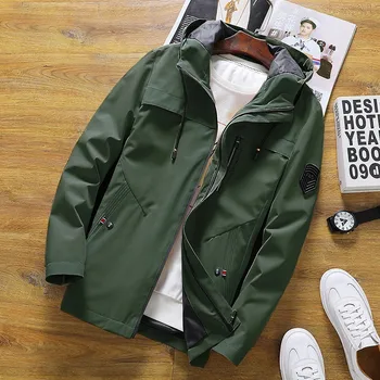 

Spring Jackets Men Autumn Casual Hooded Jacket Solid Color Men's Sportswear Hoody Slim Jackets Men Bomber Jackets 4XL