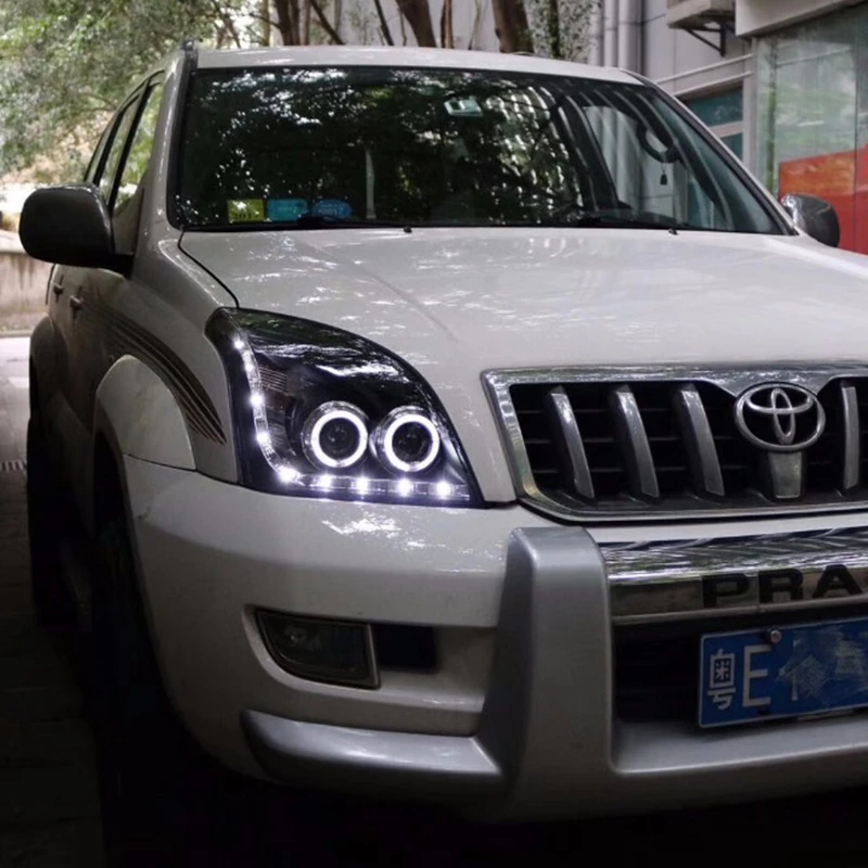 Led Angel Eyes Head Lamp For Toyota Prado Headlights Fj120 Lc120 2003
