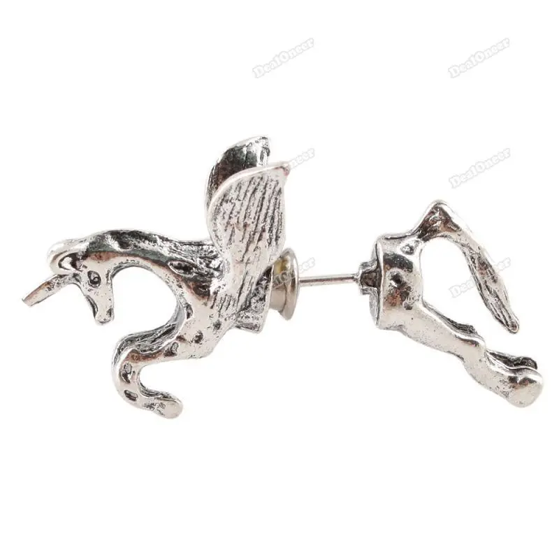 Levanabuy 1 Pair Cool Rock Punk Cute Style Unicorn Horse Ear Stud Wrap Clip Earrings[Bronze] [Hot] | Спорт и развлечения