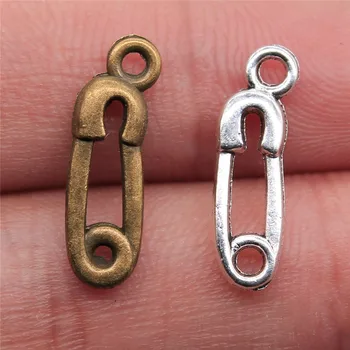 

WYSIWYG 40pcs Charms Safety Pin Baby Diaper 19x6mm Tibetan Bronze Silver Color Pendants Jewelry Making DIY Handmade Craft