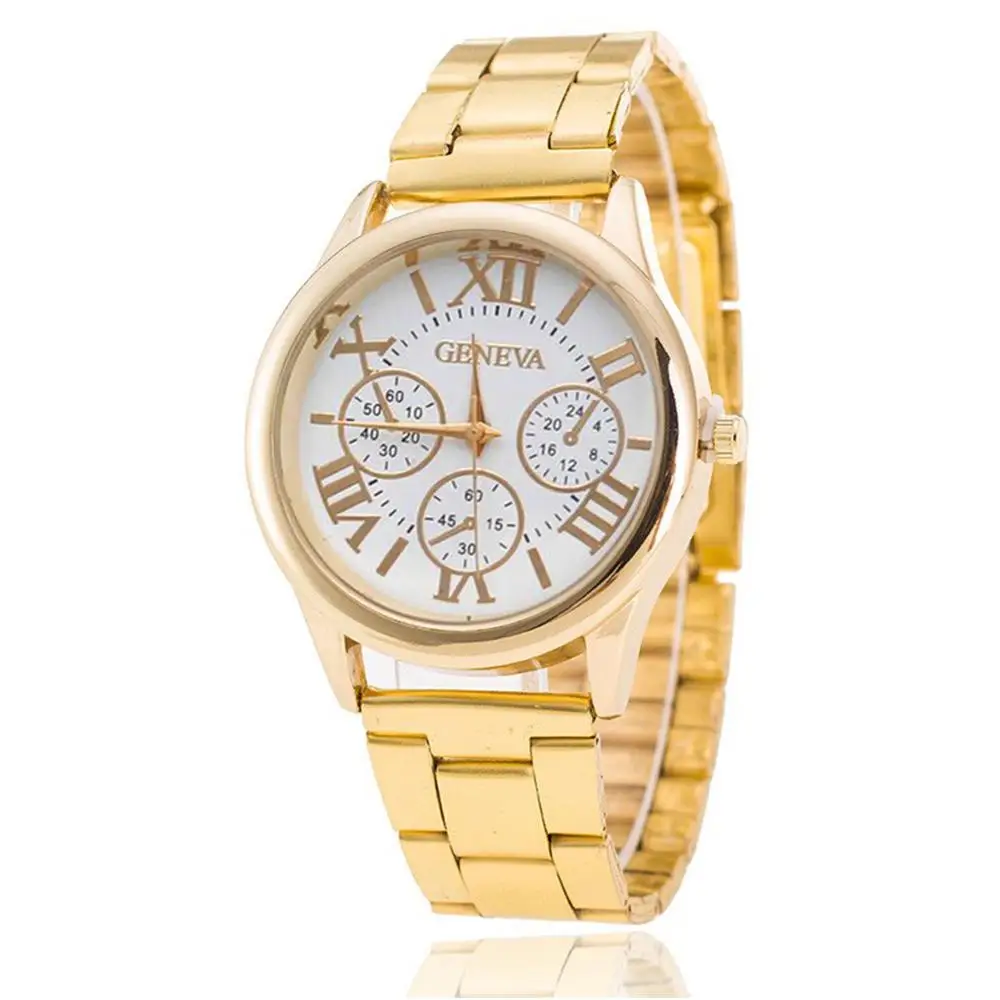 

New Brand 3 Eyes Gold Geneva Casual Quartz Watch Women Men Stainless Steel Dress Watches Relogio Feminino Ladies Clock