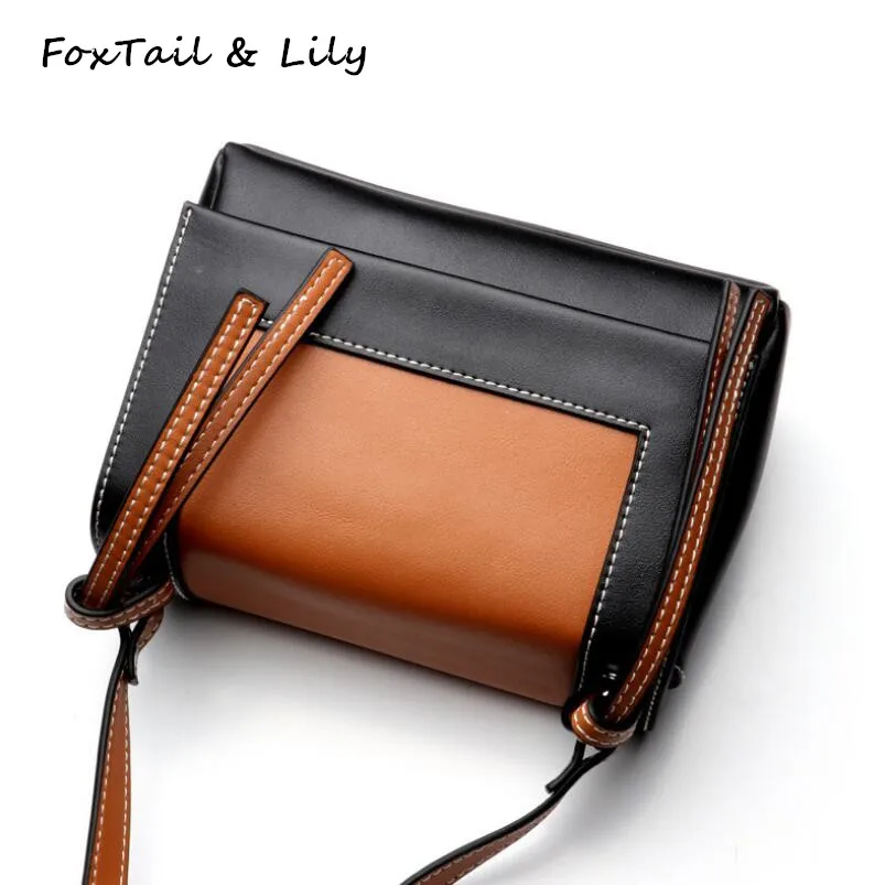 

FoxTail & Lily Summer New Women Genuine Leather Panelled Crossbody Bag Ladies Mini Small Shoulder Bag Luxury Designer Handbags