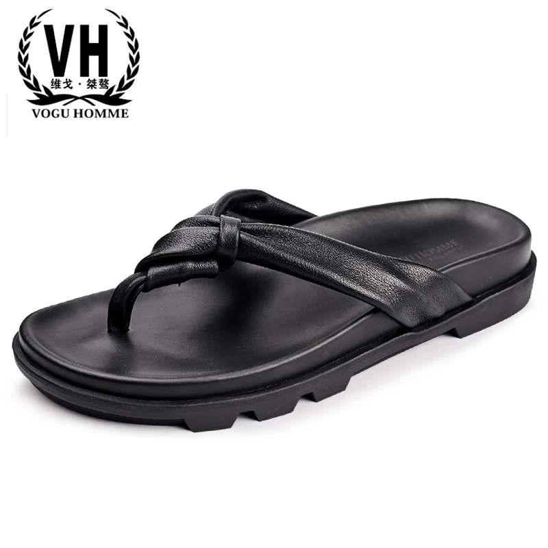 

all-match cowhide summer men's sandals Sneakers Men Slippers Flip Flops casual Shoes beach outdoor Genuine Leather Leisure