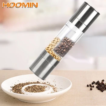 

HOOMIN 2 in 1 Manual Pepper Grinder Shaker Salt Cumin Spice Mill Stainless Steel Seasoning Grinding Household Cooking Tools