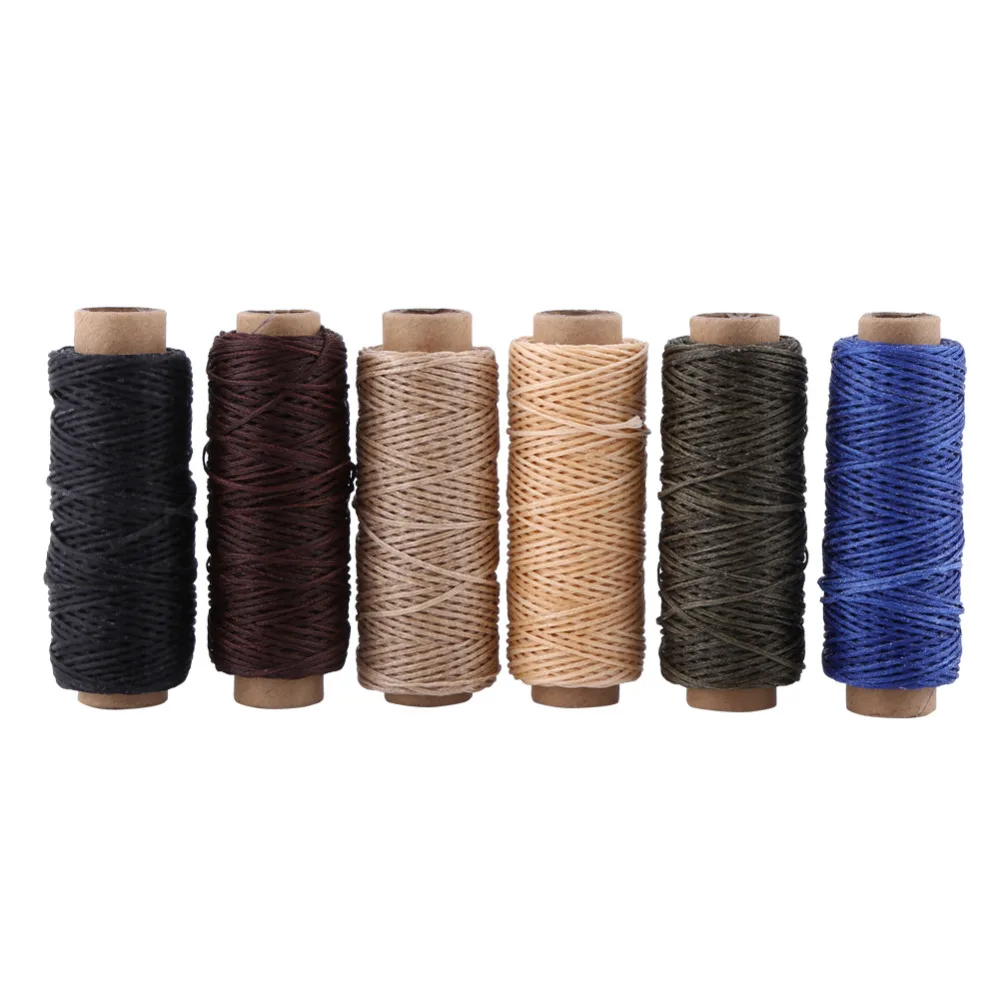1mm 50m/roll Waxed Leather Sewing Thread Cotton Cord String Strap Hand