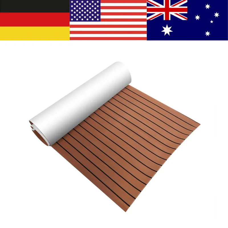 

Marine Boat Yacht RV Caravan EVA Teak Decking With Bevelled Edge Light Brown With Black Stripe 2400x600x5mm Vehicle Pad