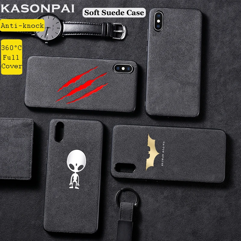 

KASONPAI Suede Phone Case For iPhone XS MAX XR X 6 6S 7 8 Plus Ultra Thin Shockproof Matte Dope Black Full Soft TPU Cover Fundas
