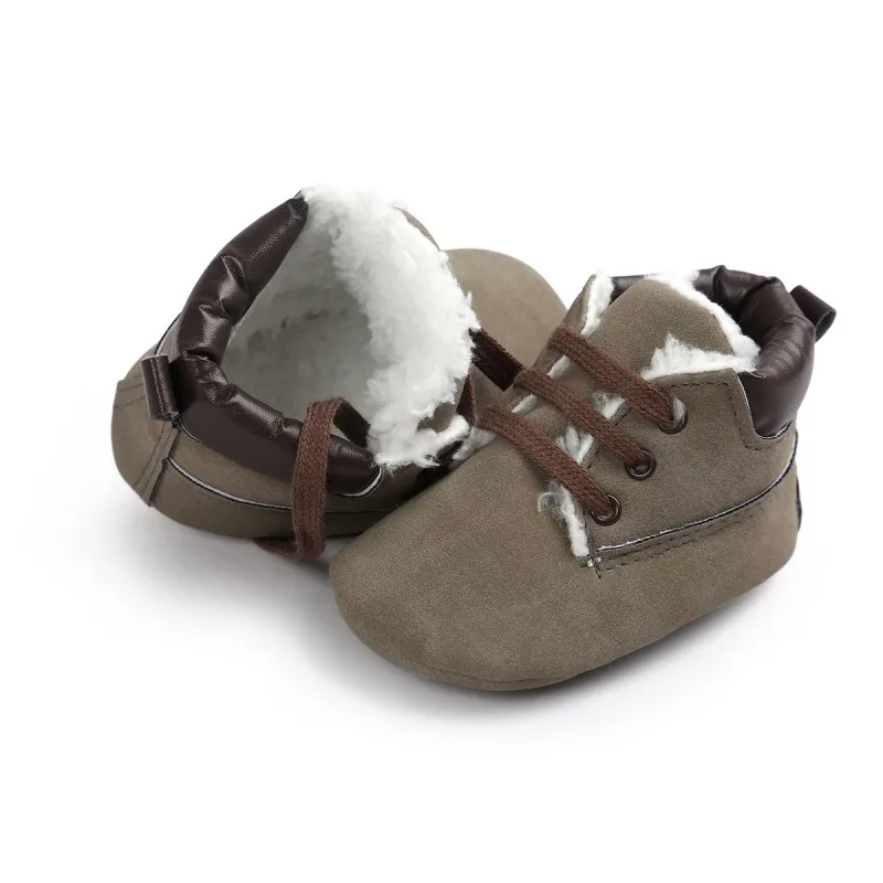 Детская обувь для малышей зимние толстые теплые ботинки zapatos bebes для мальчиков, детская обувь с мягкой подошвой, на шнуровке, классический галстук, на возраст от 0 до 18 месяцев