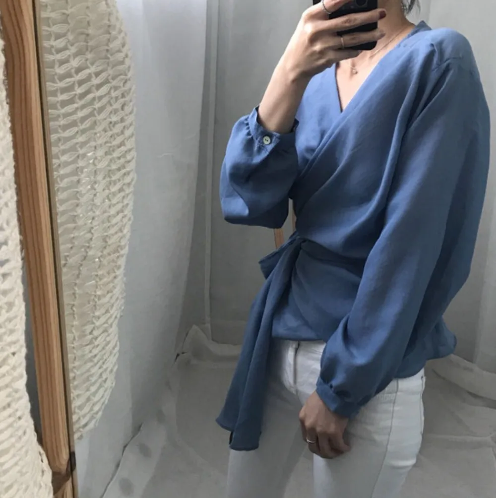 WHITNEY WANG Весенняя модная уличная одежда в Корейском стиле платья с v-образным вырезом блузка женская Bluasa рубашка Топы